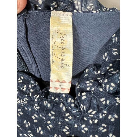 NWOT Free People Blue and White Nouveau Butterfly Polka Dot Dress Size 4 - Picture 6 of 8